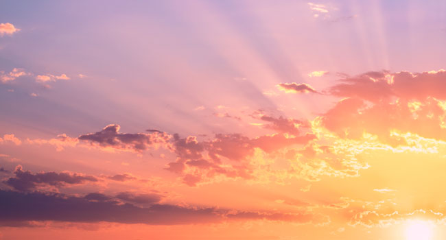 A glorious yellow and purple sunset.