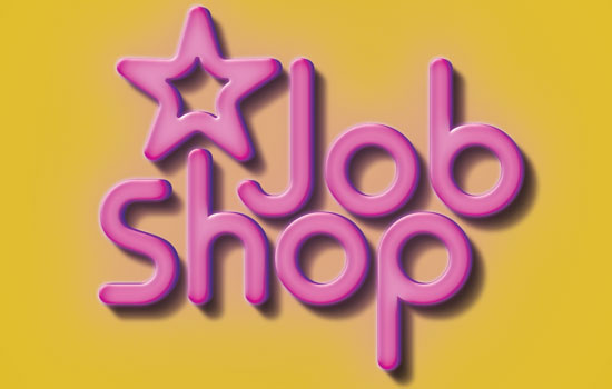The vivid pink Job Shop logo.