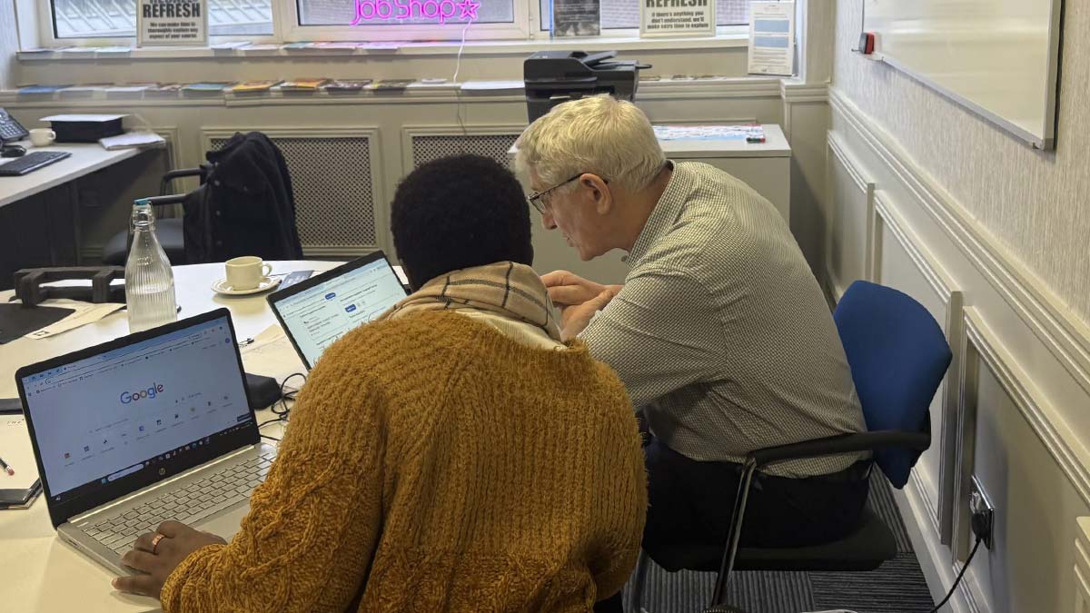 Learner visits The Job Shop for support with her job search.